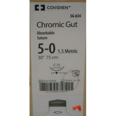 SUTURE 5/0 30" CHROMIC GUT C-13 BX/36