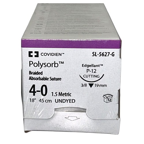 SUTURE 4/0 18" POLYSORB UNDYED P-12