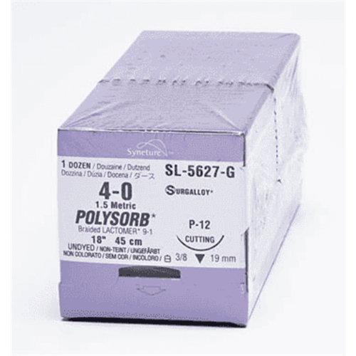 SUTURE 4/0 18" POLYSORB UNDYED P-12