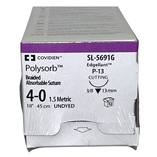 SUTURE 4/0 18" POLYSORB P-13 13MM BX/12