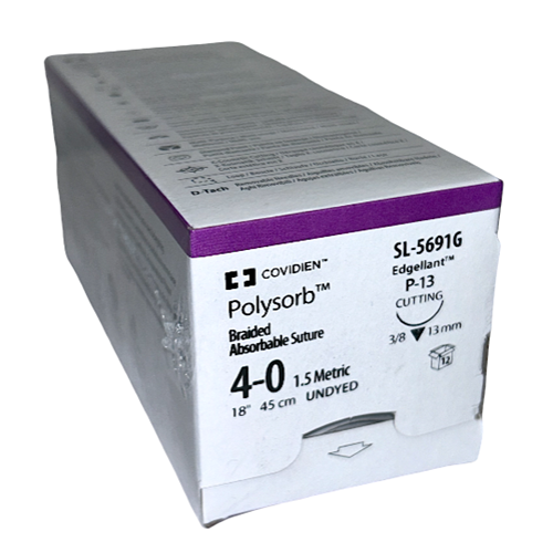 SUTURE 4/0 18" POLYSORB P-13 13MM BX/12