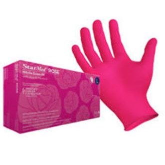 GLOVES NITRILE ROSE SMALL STARMED