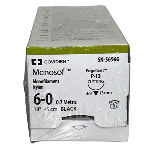 SUTURE 6/0 18" MONOSOF NYLON BLACK P-13