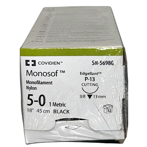 SUTURE 5/0 18" MONOSOF NYLON BLACK P-13