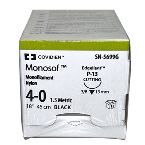 SUTURE 4/0 18" MONOSOF NYLON BLACK P-13