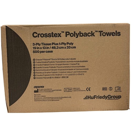 TOWELS 3-PLY POLYBACK 13x19" BLUE CS/500