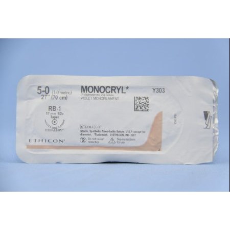 SUTURE 5/0 27" MONOCRYL VIOLET RB-1