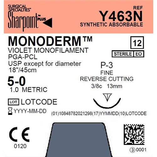 SUTURE 5/0 18" MONODERM VIOLET P-3 13MM