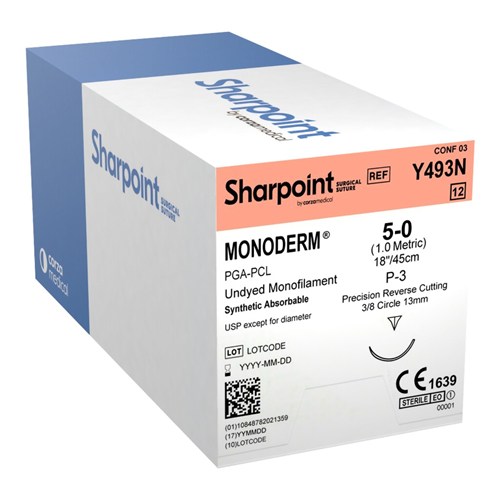 SUTURE 5/0 18" MONODERM P-3 13MM BX/12